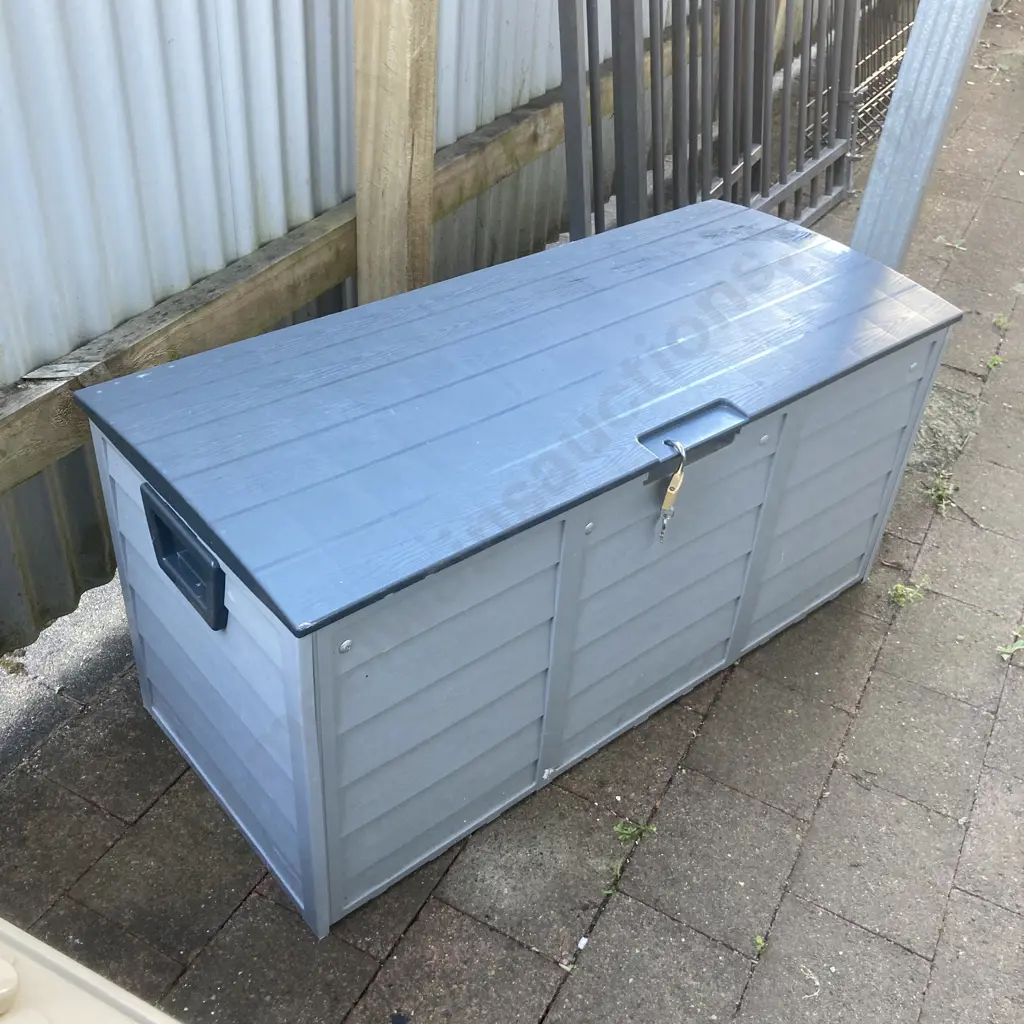 Garden Storage Box With Padlock & Key. H54 W112 D49cm Image 1++