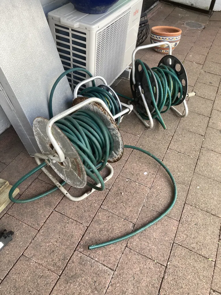 Three Garden Hose & Reels (As Found) Image 1++