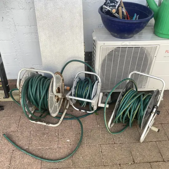 Three Garden Hose & Reels (As Found)