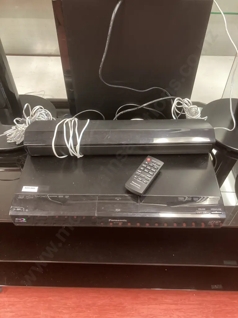 Black Glass TV Stand With Panasonic Home Theatre (DVD Player Not Working As It Should) Image 1++