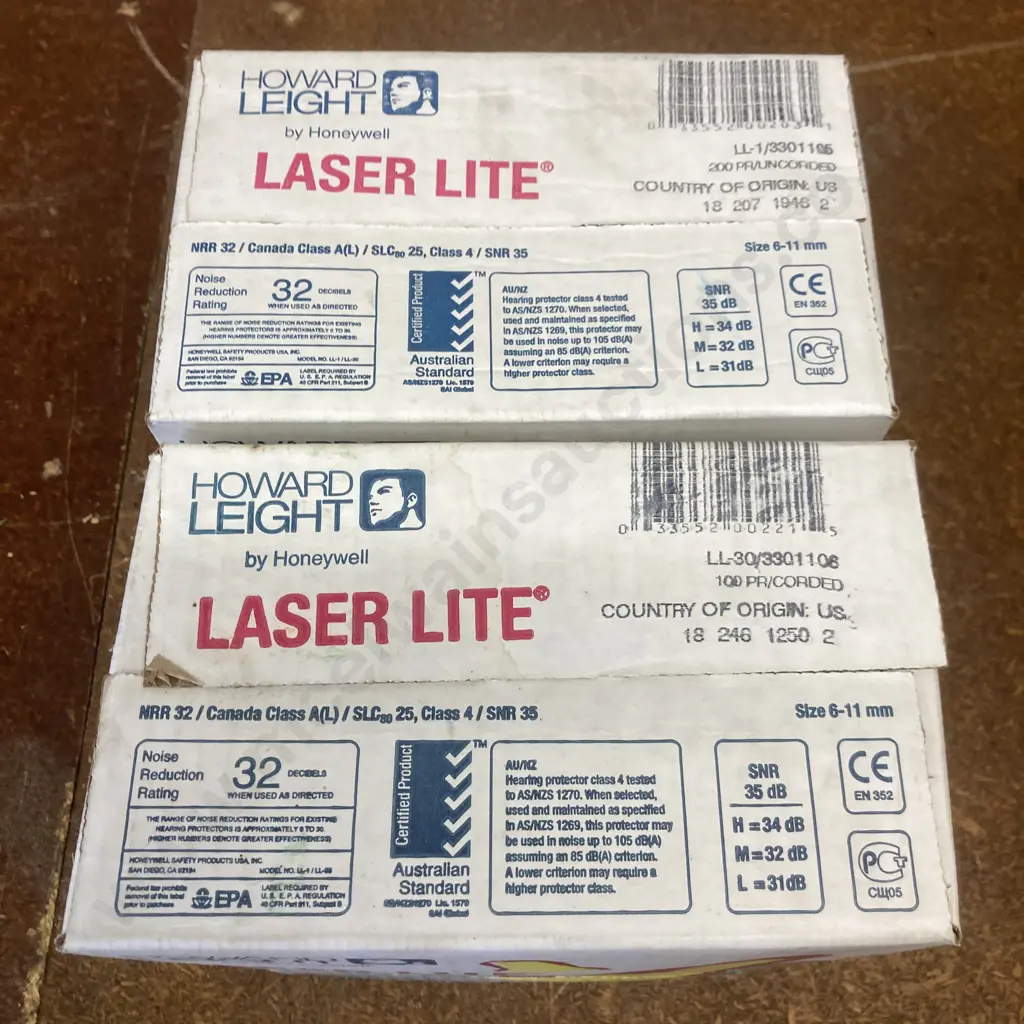Howard Leight Laser Lite Class 4 Ear Plugs - Box 200 Uncorded, Box 100 Corded & Box of 10 SNR23dB QB3HYG Banded Earplugs Image 1++