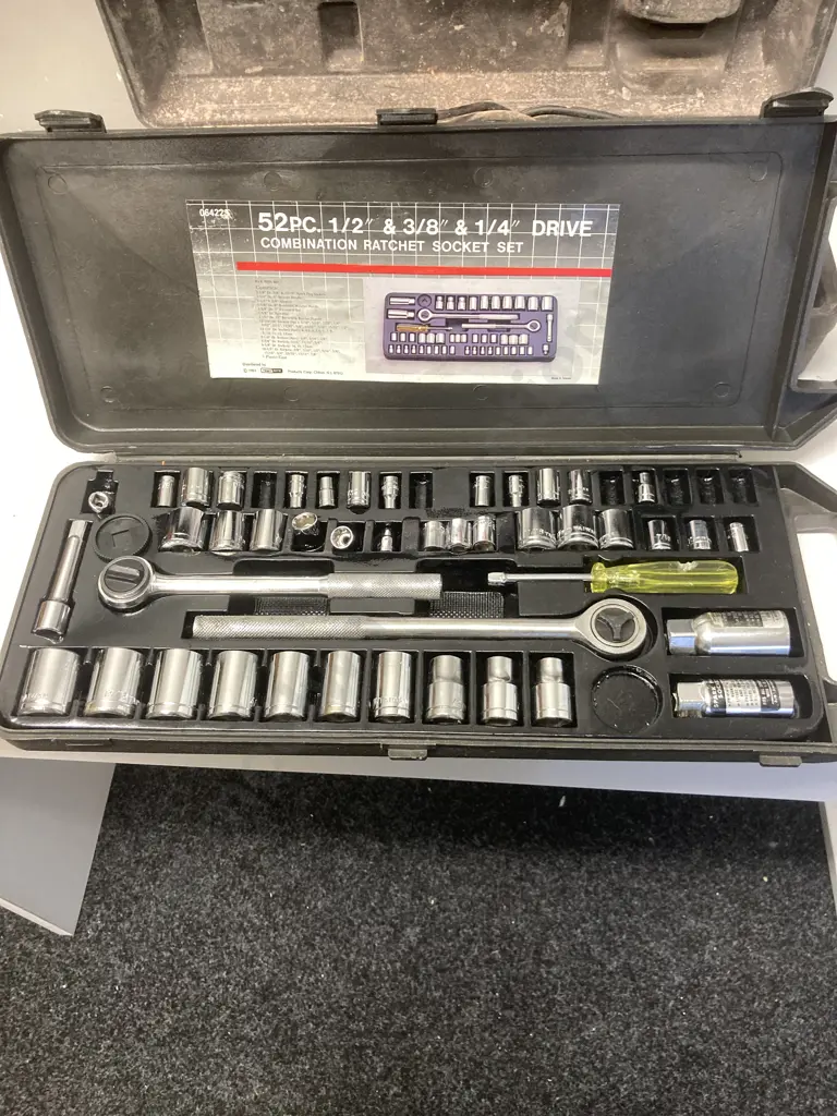 Vintage Socket Set & Ozito Angle Grinder In Case Image 1++