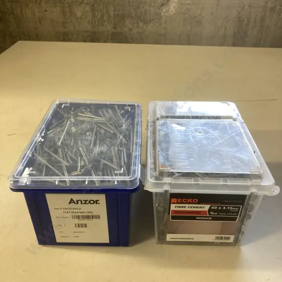 3.15x70 Galv Flat Head Nails x 5Kg & 60 . 3.15mm Galv Fibre Cement Nails x 5Kg