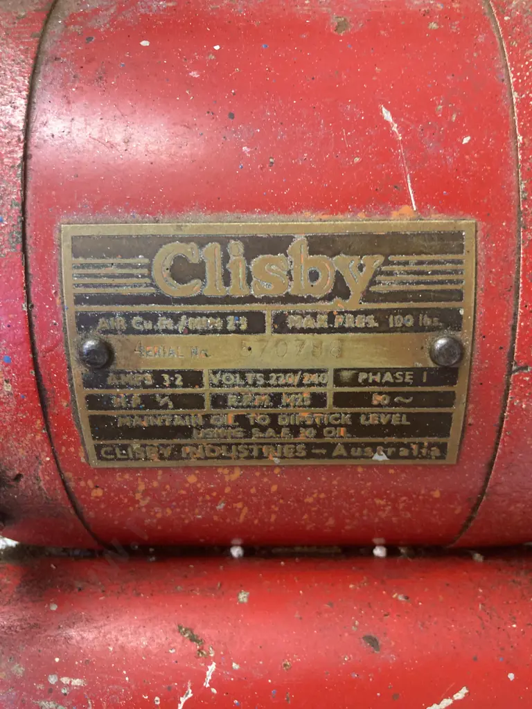 Rare  Vintage Clisby Toughie Australian Made Portable Air Compressor. Serial #570788 Image 1++