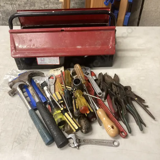 Vintage Steel Toolbox (Italy) With Assorted Handtools