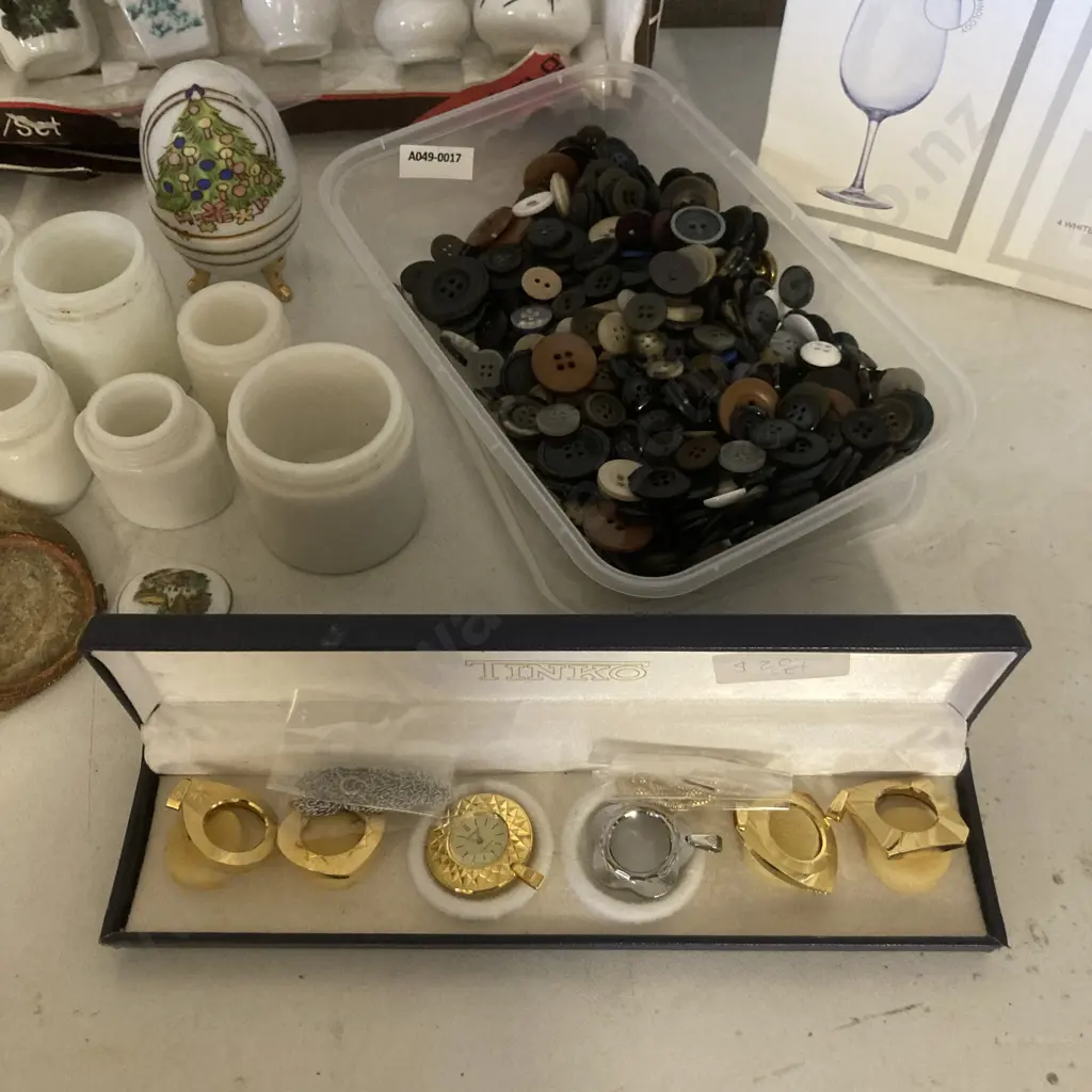 Flower Vases, Buttons, Watch Set & Royal Worcestor Glasses Image 1++