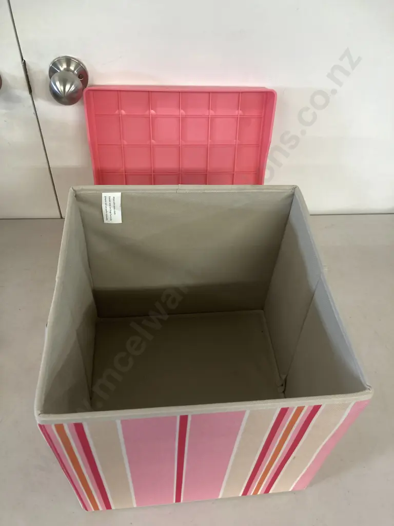 Black & Pink Lidded Storage Cubes & 2 Pairs Of Dumbbells Image 1++