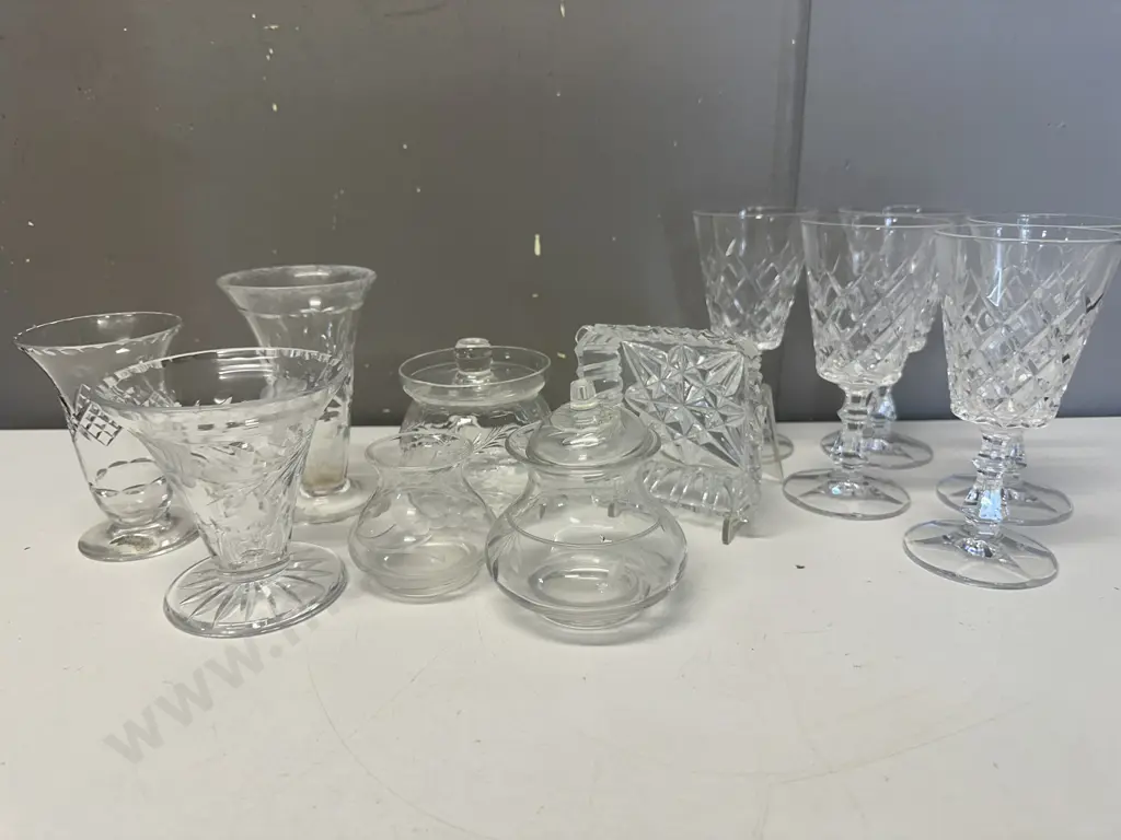 Selection Of Crystal Items Including Glasses, Vases Etc Image 1++