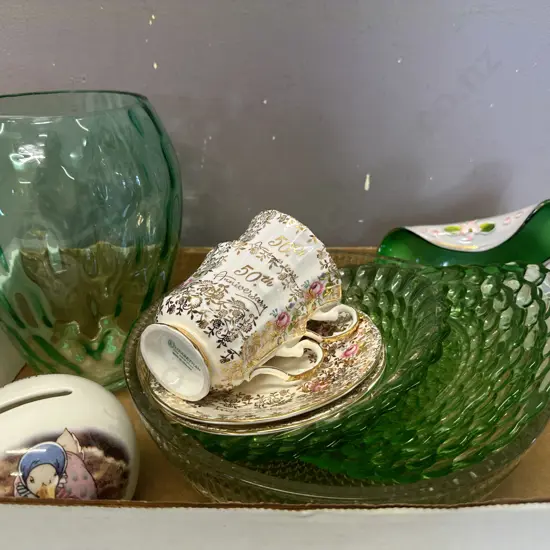 Assorted Glassware, Candy Dish, Vase Etc