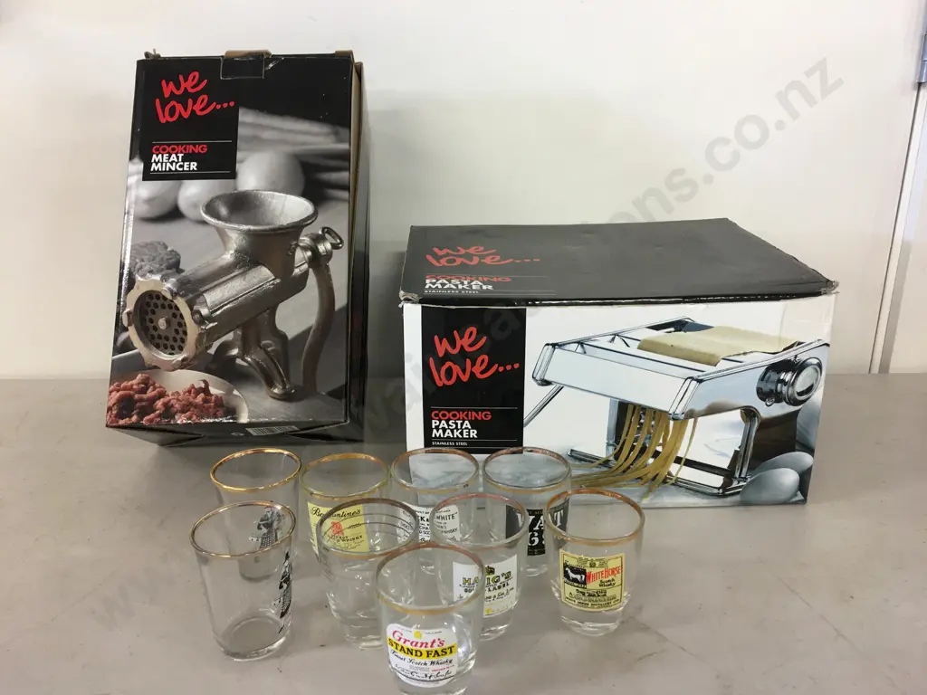We Love... Cooking Meat Mincer, Pasta Maker & Assorted Vintage Shot Glasses Image 1++