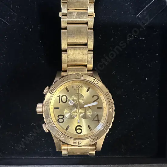 Nixon 51-30 Chrono All Gold Mens Watch - 300m, Stainless Steel, Japan Movement, 20J