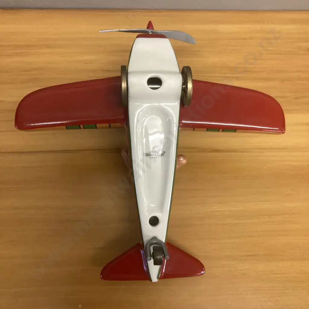 Very Rare Vintage Villeroy & Boch Christmas Teddy Bear Aeroplane, H8 L17 W17cm Image 1++