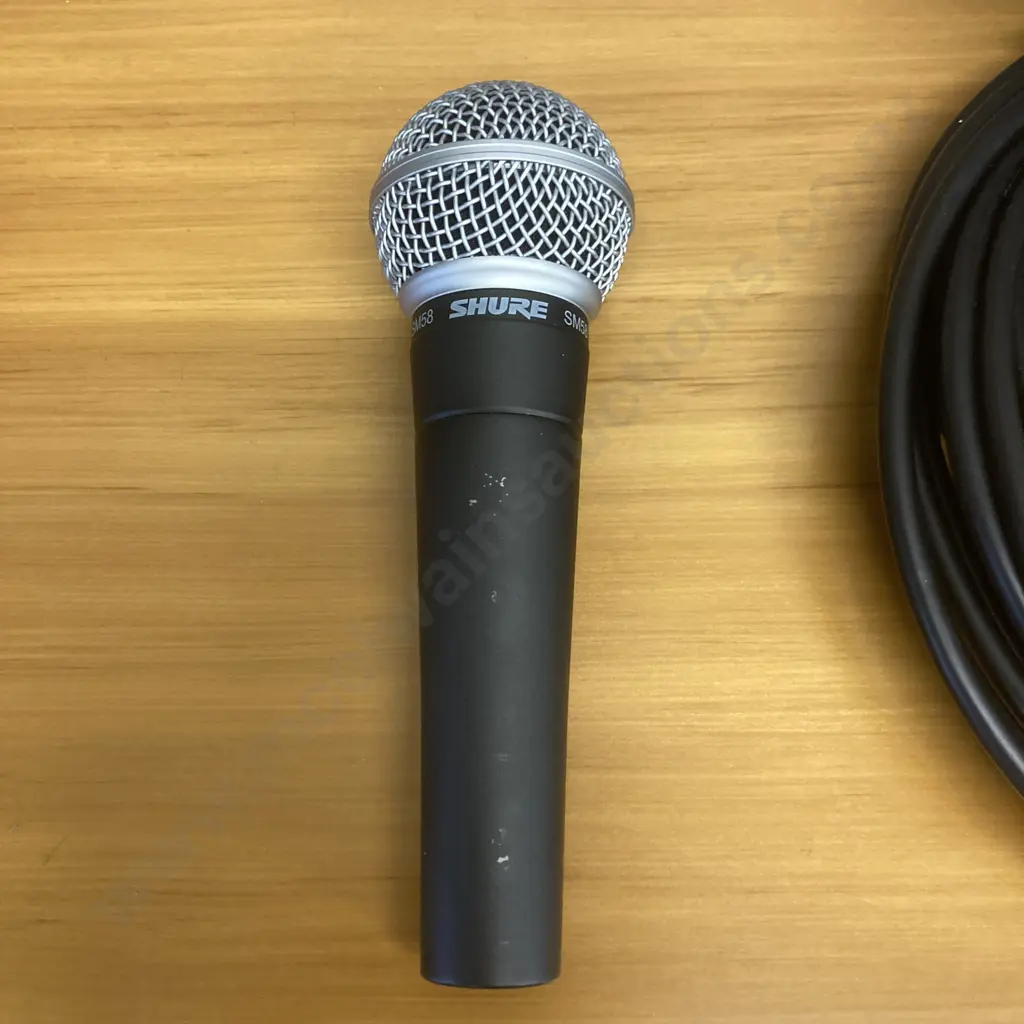 SHURE SM58 Vocal Microphone, Samson Tourtek Microphone Cable, Behringer DI100 Microphone / Instrument Dl Box Image 1++