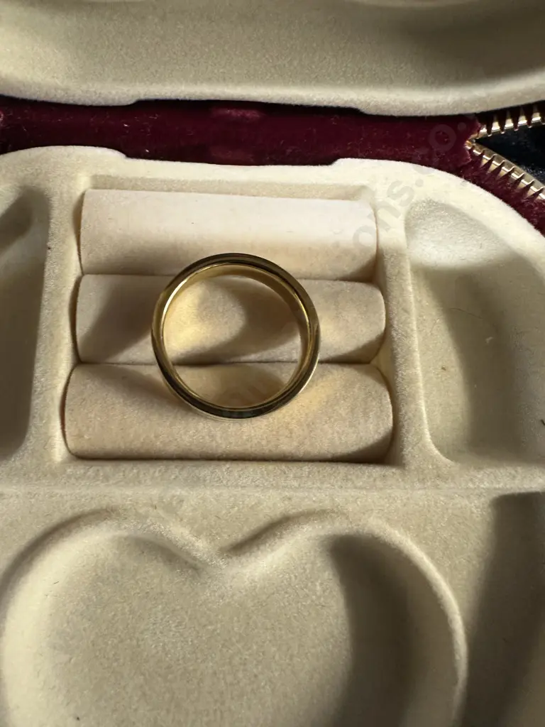 Gold Coloured Ring With Green Stripe Image 1++