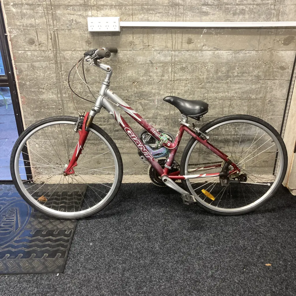 Giant Elwood SE Ladies Bike - Burgundy / Silver With helmet Image 1++