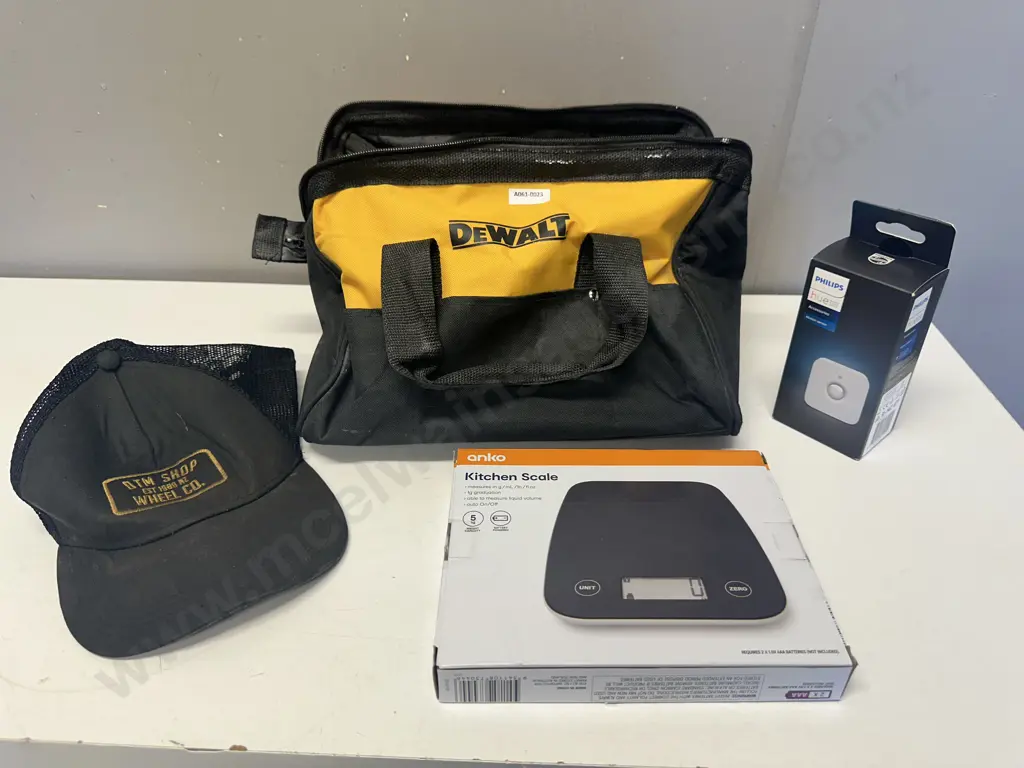 DeWalt Black & Yellow Toolbag, DTM Cap, Anko Kitchen Scales & Philips Hue Motion Sensor Image 1++
