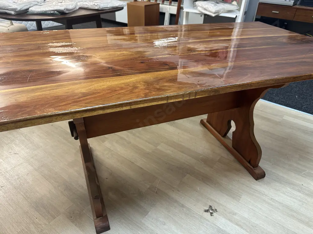 Solid Wood Refectory Dining Table. H76 W178 D86cm Image 1++