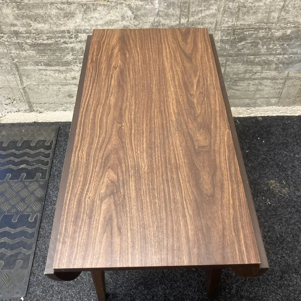 Mahogany Effect Oval Drop Leaf Table. H73 W79 D43/114cm Image 1++