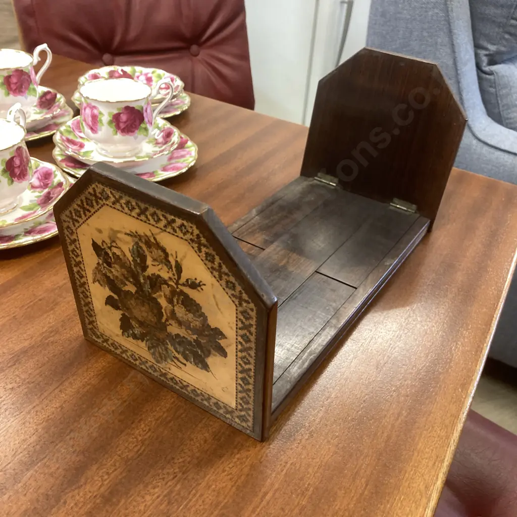 Tunbridge Ware Book Slide In Rosewood With Floral Mosaics c1870. 15.5 x 33 to 54cm Image 1++