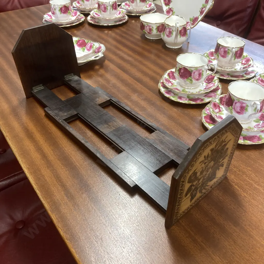 Tunbridge Ware Book Slide In Rosewood With Floral Mosaics c1870. 15.5 x 33 to 54cm Image 1++