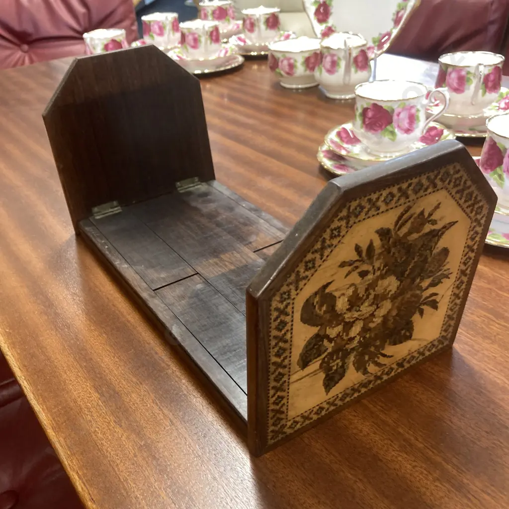 Tunbridge Ware Book Slide In Rosewood With Floral Mosaics c1870. 15.5 x 33 to 54cm Image 1++
