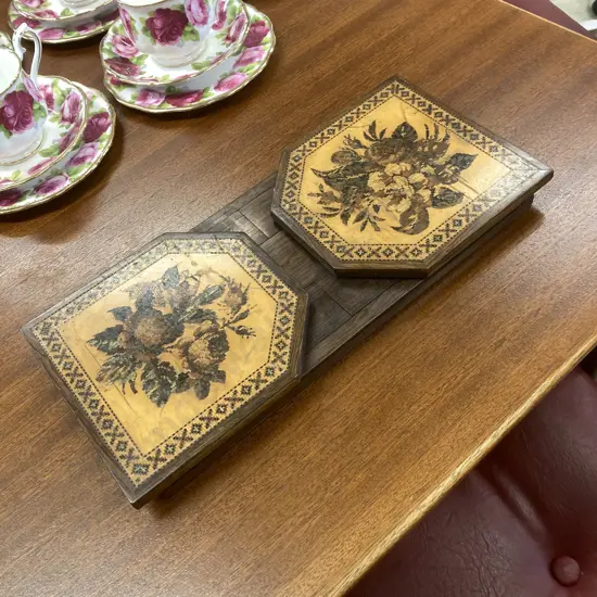 Tunbridge Ware Book Slide In Rosewood With Floral Mosaics c1870. 15.5 x 33 to 54cm