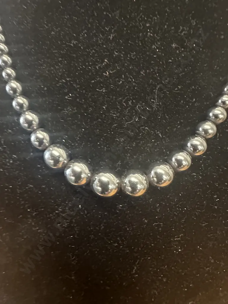 Vintage Hematite Beaded Necklace Image 1++