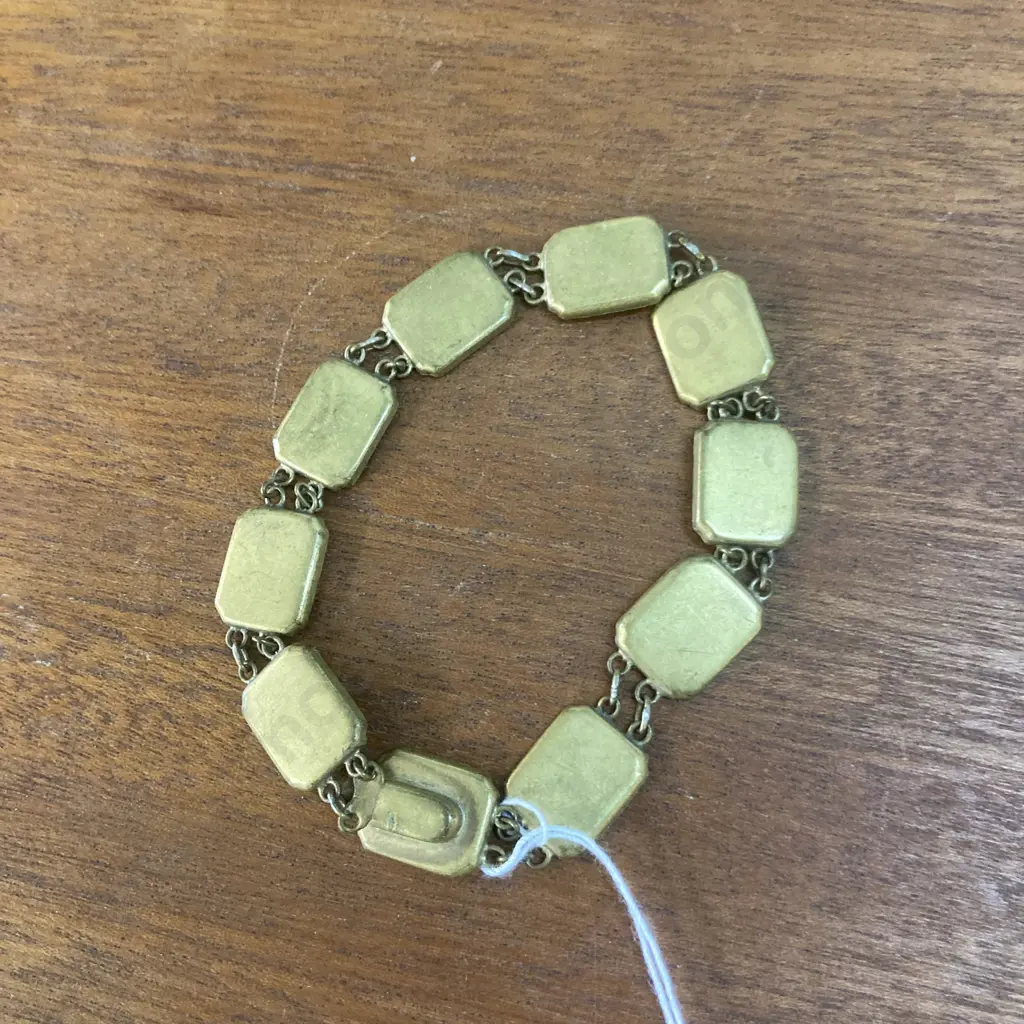Vintage K24 Japanese Damascene Bracelet Black Gold Square Panels Double Linked Image 1++