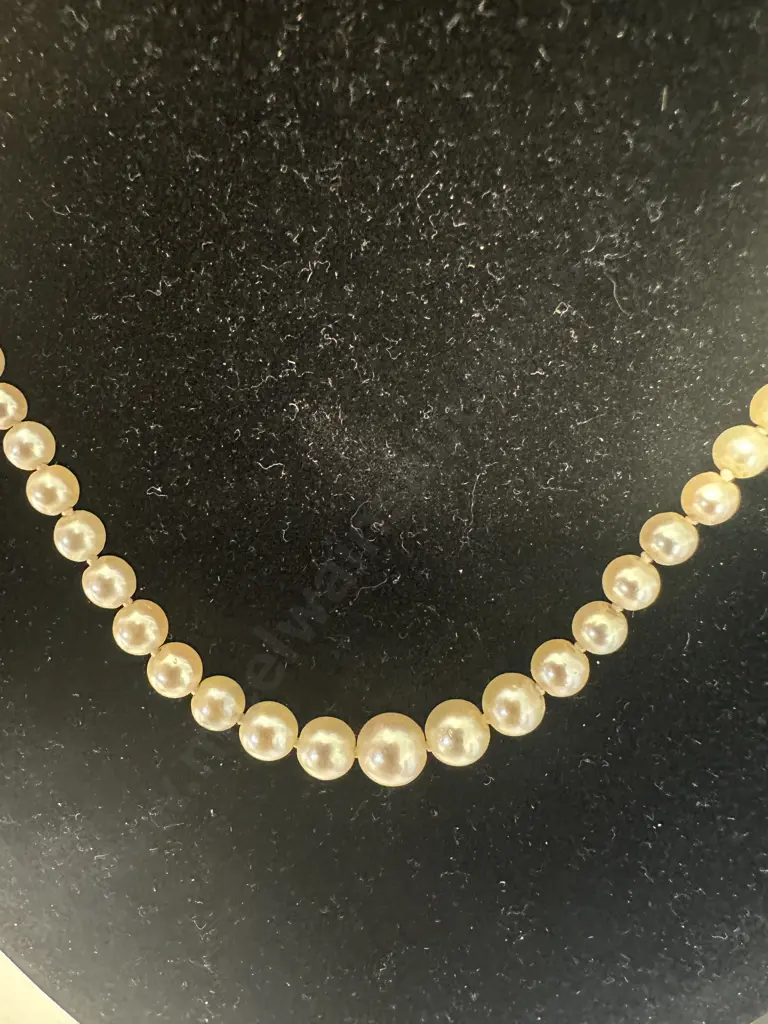 Vintage Pearl Necklace, Clasp Stamped Image 1++