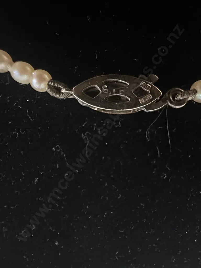 Vintage Pearl Necklace, Clasp Stamped Image 1++