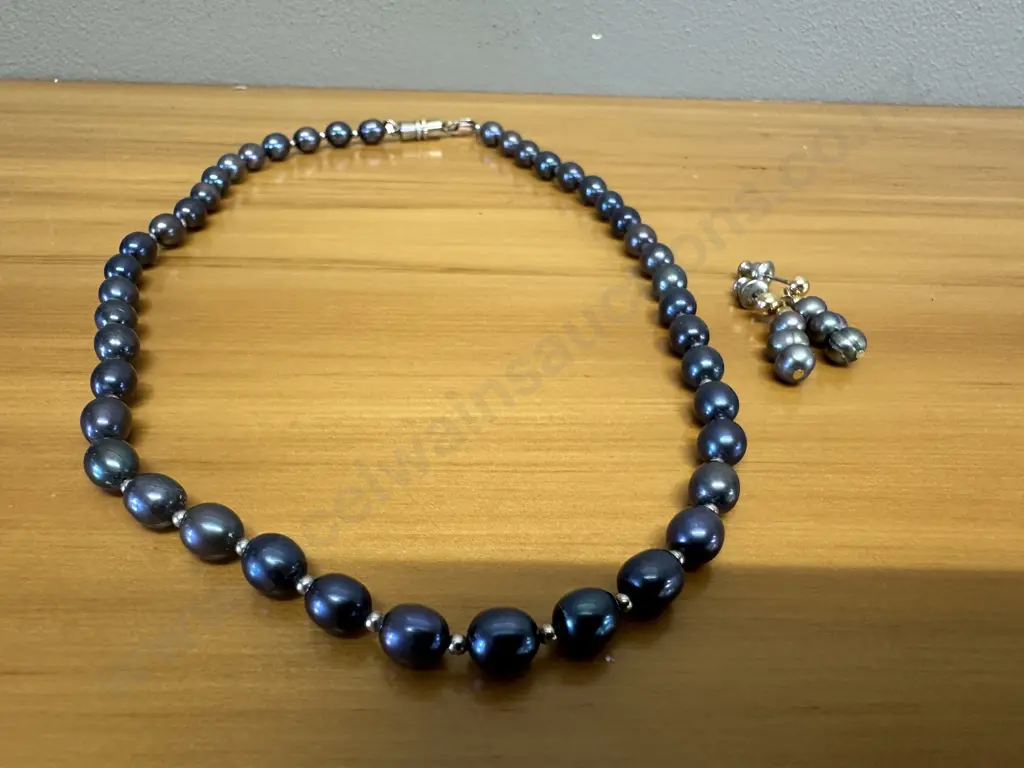 Vintage Beaded Necklace & Earrings Set Image 1++