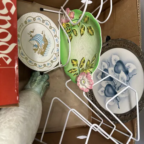 Assorted China Items Including Retro Plate Stands Etc
