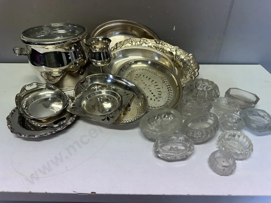 Assorted Silverware & Cut Glass Dishes Image 1++