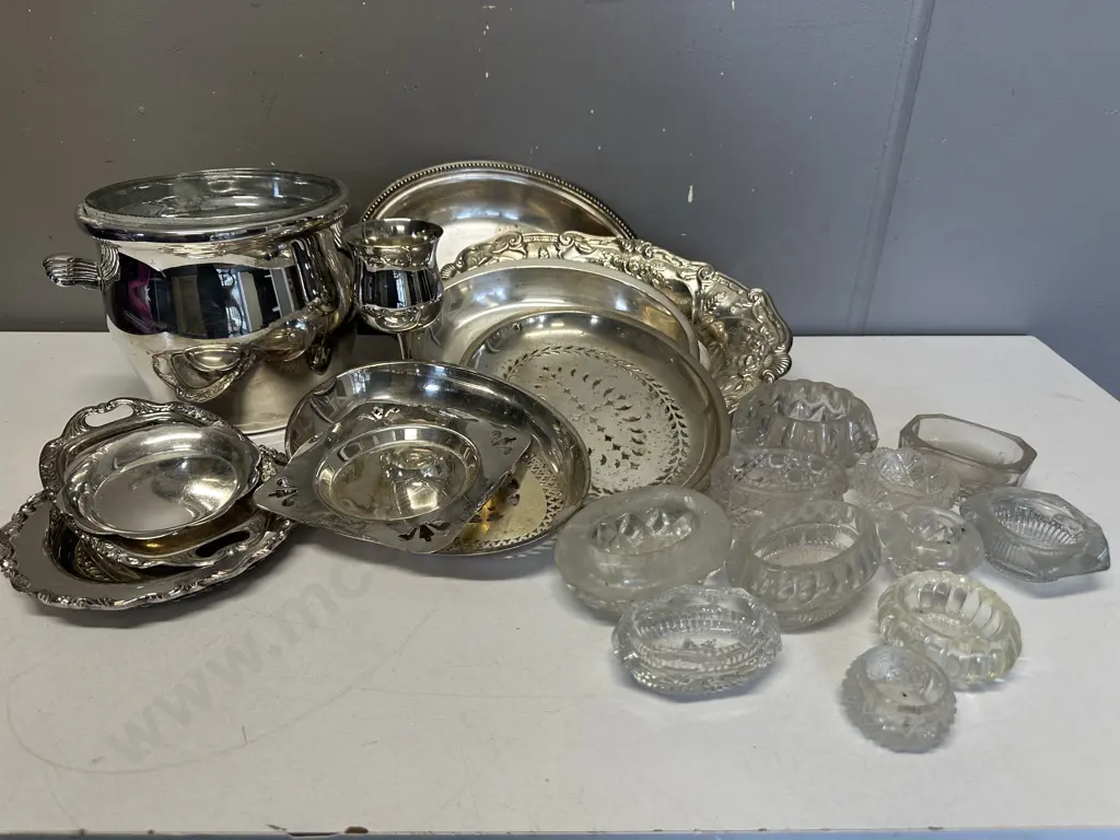 Assorted Silverware & Cut Glass Dishes Image 1++