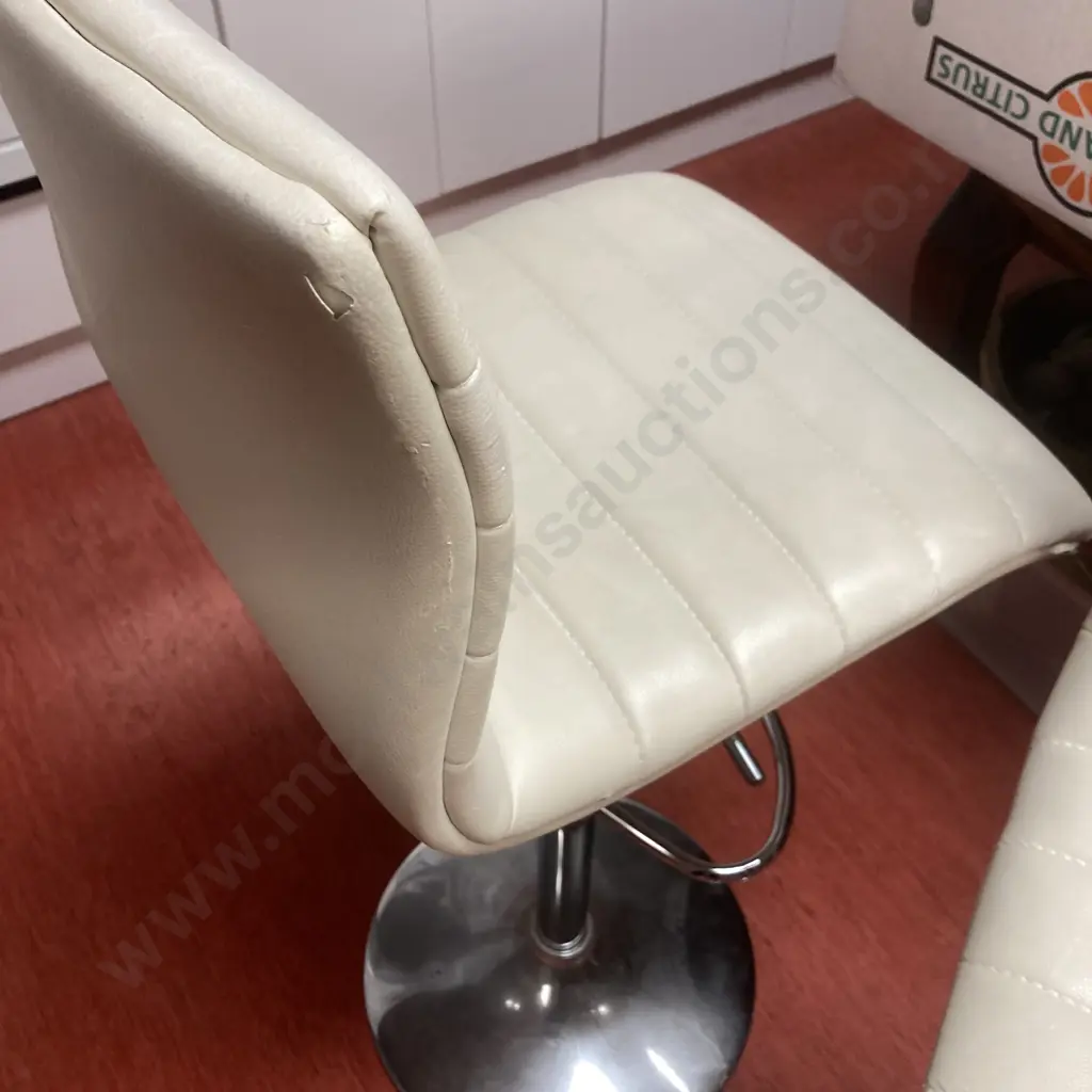 Pair of Cream PU Leather Gaslift Barstools (As Found Condition) Image 1++