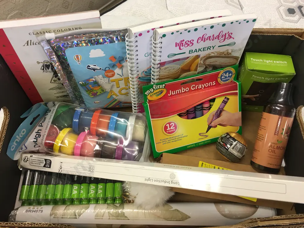 Box Lot Crayons, Batteries Etc Image 1++
