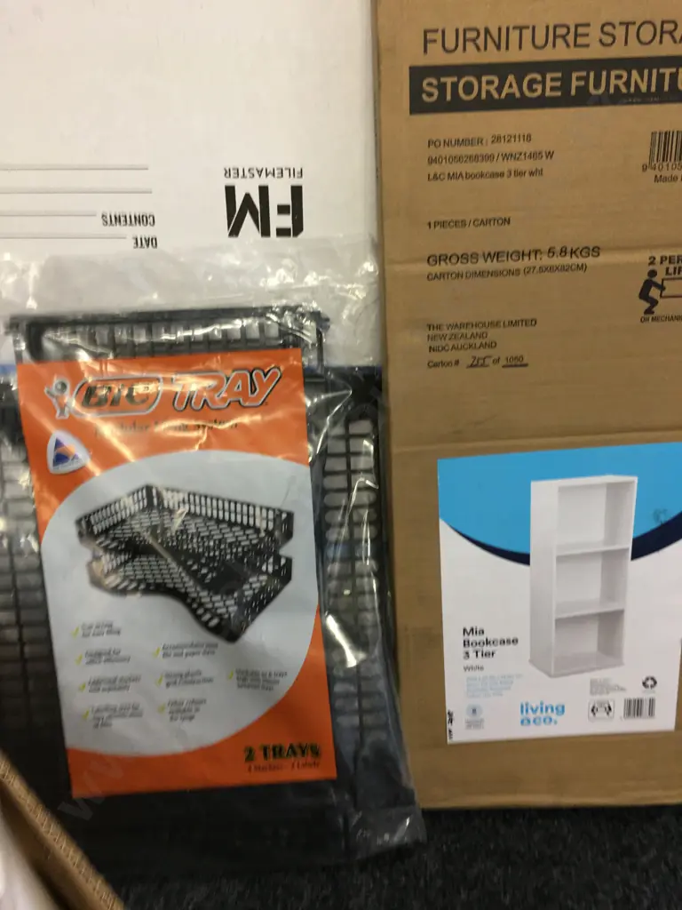 Box lot Cutting Mat, Posters Etc Mia Bookcase 3 Tier FP, Archive Boxes & Bic Tray Image 1++