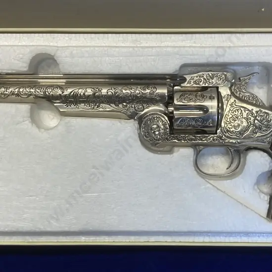 Stunning Franklin Mint "The Wyatt Earp" .44 Smith & Wesson Revolver, Non Firing Functional Replica, Boxed With COA. 1982