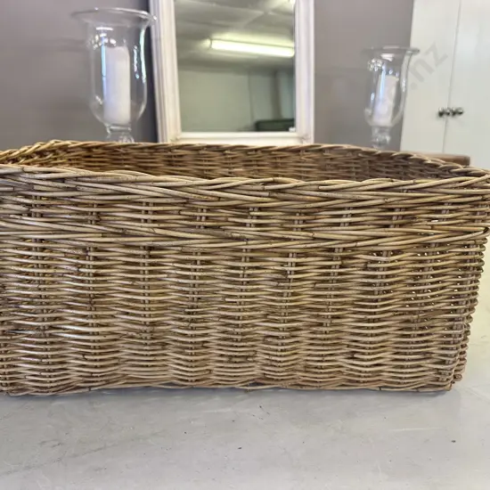 Vintage Rectangular Cane Basket H25,L61cm.