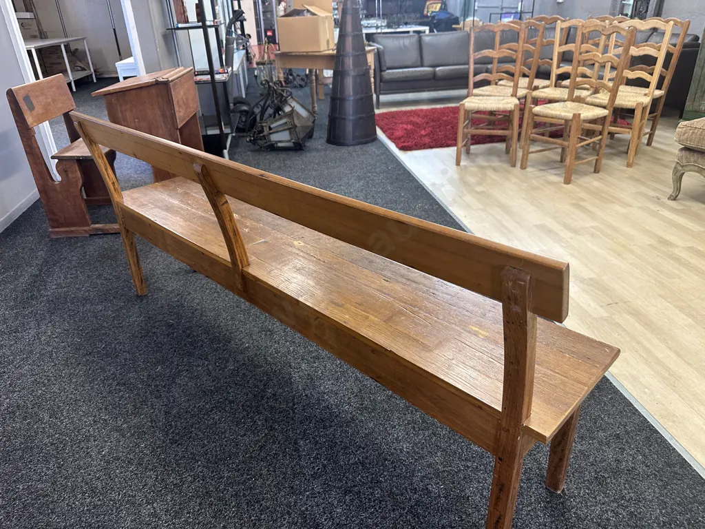 French Provincial Backed Bench Seat. H84 W200 D35cm Image 1++