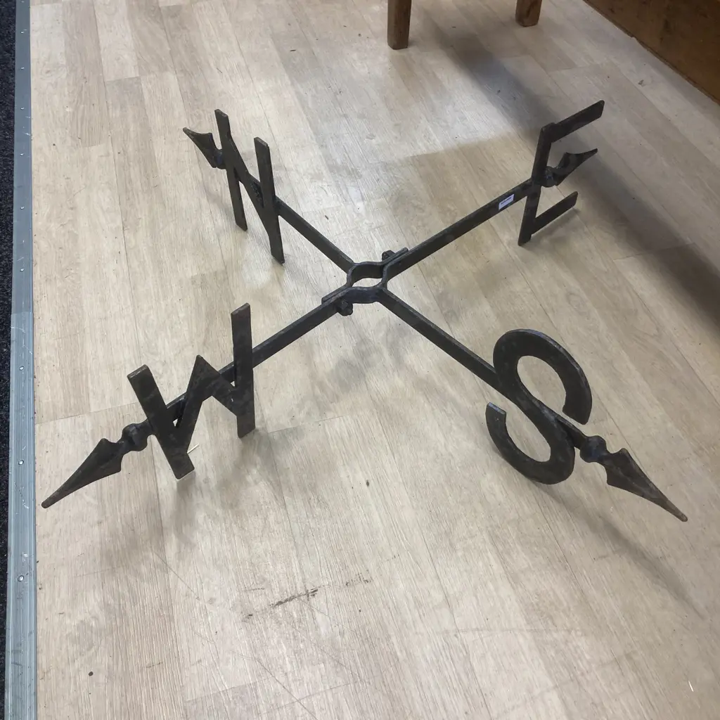 Large Vintage Heavy Black Steel Weather Vane. 21 x 95cm Image 1++