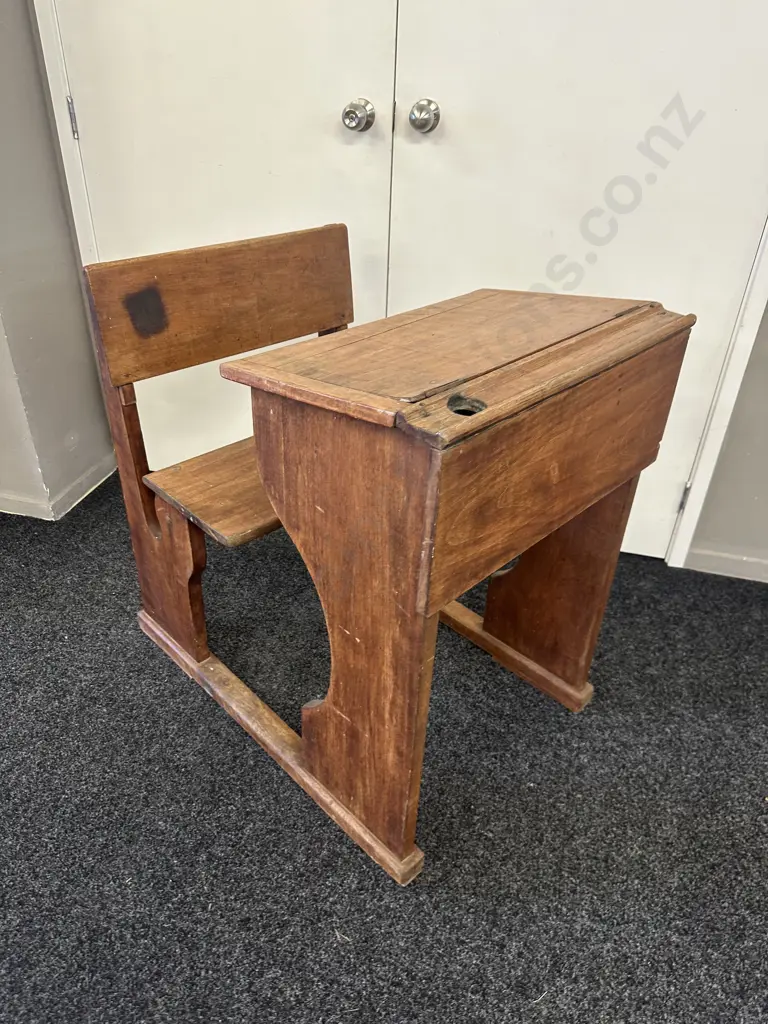 Colonial Wooden Lift Up School Writing Desk With Flip Up Bench Seat Chair. H86 W61 D86cm Image 1++