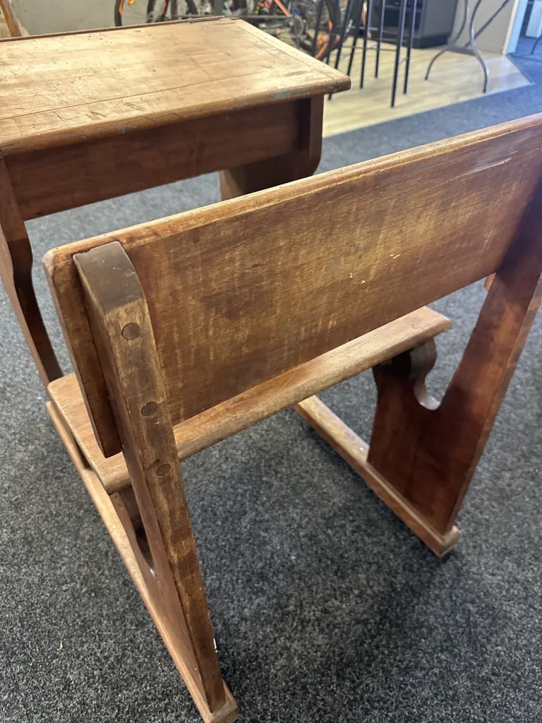 Colonial Wooden Lift Up School Writing Desk With Flip Up Bench Seat Chair. H86 W61 D86cm Image 1++
