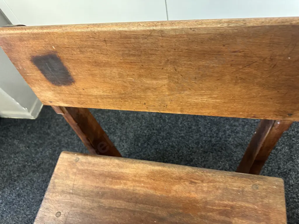 Colonial Wooden Lift Up School Writing Desk With Flip Up Bench Seat Chair. H86 W61 D86cm Image 1++
