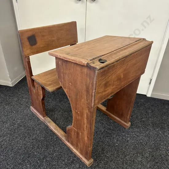 Colonial Wooden Lift Up School Writing Desk With Flip Up Bench Seat Chair. H86 W61 D86cm
