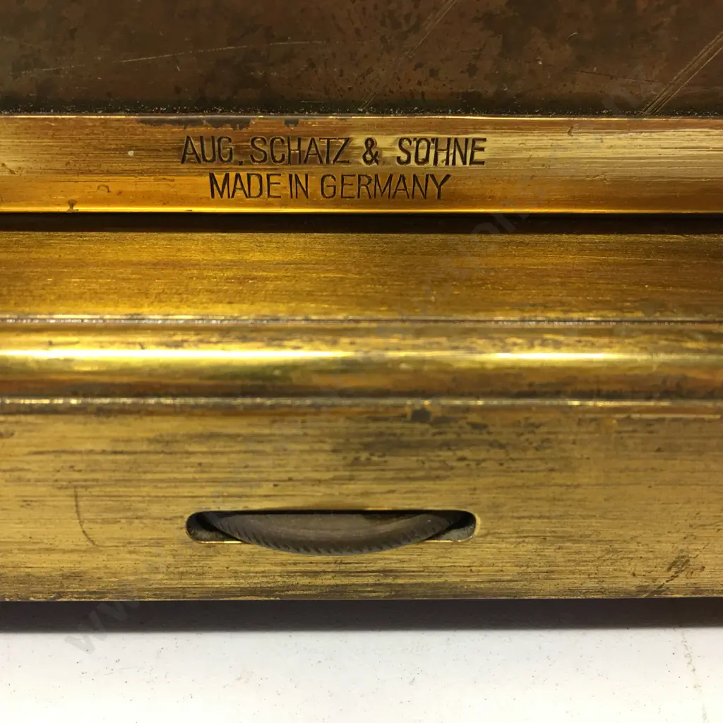 Vintage German Schatz (Schatz & Sohne) 1000 Day Rectangular Shelf Clock - July 1955, With Key. Early Straight Leg Model Image 1++