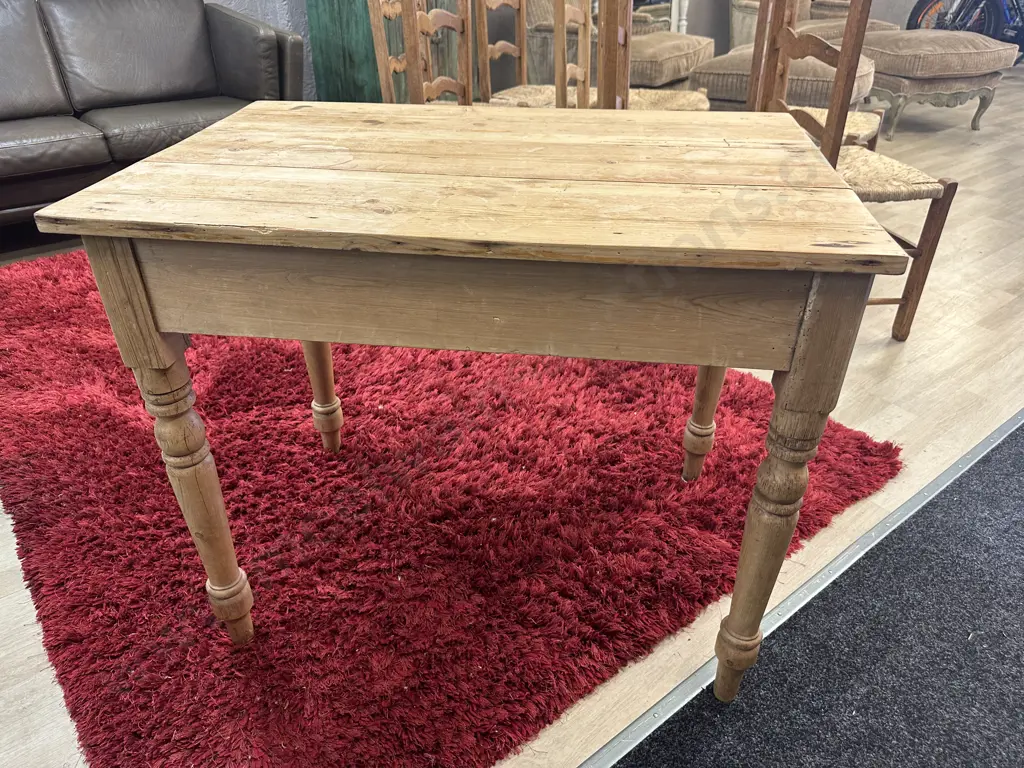Antique Baltic Pine Kitchen Table With Cutlery Drawer. H75 W91 D60cm Image 1++