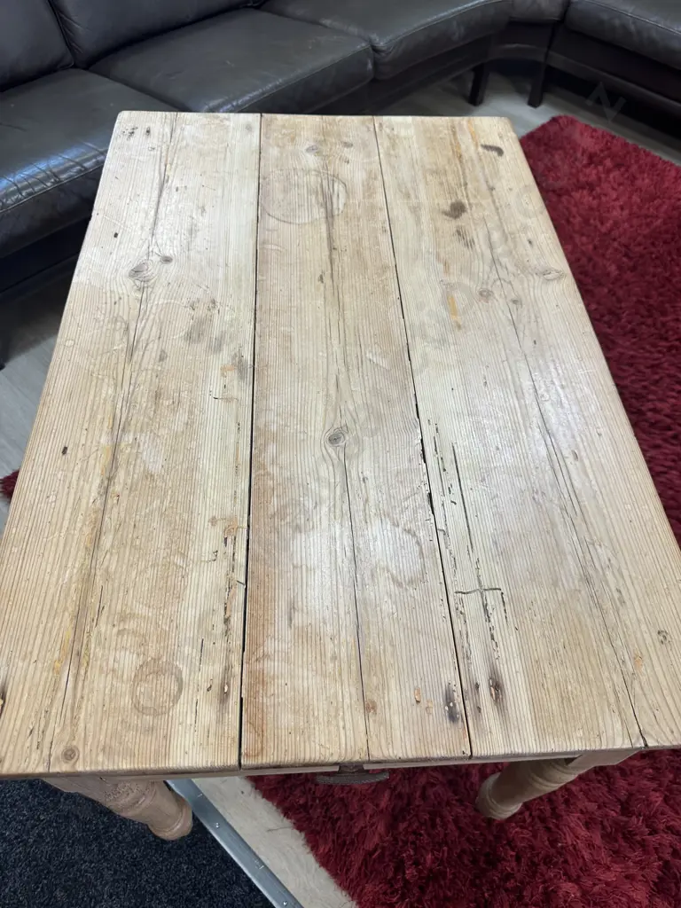 Antique Baltic Pine Kitchen Table With Cutlery Drawer. H75 W91 D60cm Image 1++