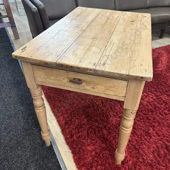 Antique Baltic Pine Kitchen Table With Cutlery Drawer. H75 W91 D60cm