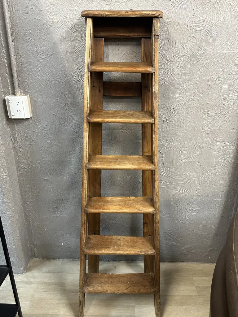 A Vintage Pine Seven Tread Step Ladder. H157cm Image 1++